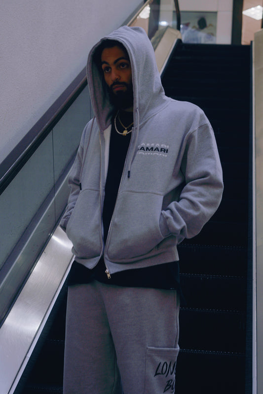 SAMARI BRAND HEAVYWEIGHT GREY ZIP UP